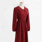 Red Fairy skirt college style long sleeve retro literary temperament skirt  2319