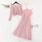 Two piece cut-out sweater suspender mesh skirt  2385
