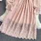Robe à col montant et dos en dentelle brossée 3022