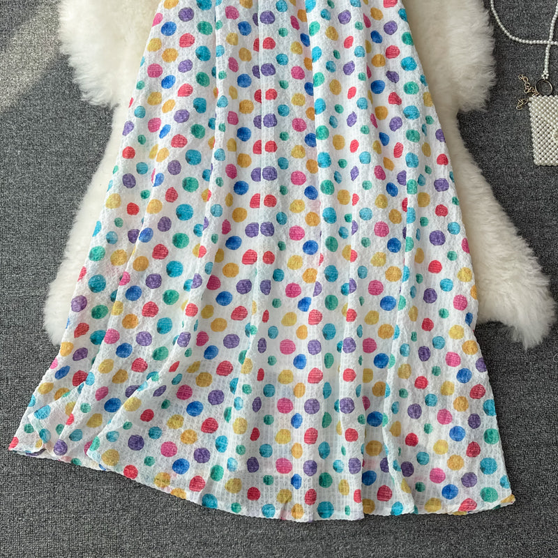 Robe à bretelles ample à pois colorés 2819