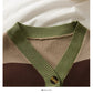 Pull coupe slim à simple boutonnage et col bas avec contraste de couleurs élégant 2070