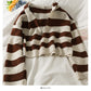 Pull à capuche femme automne rayé polyvalent à manches longues Pull Pull 1989