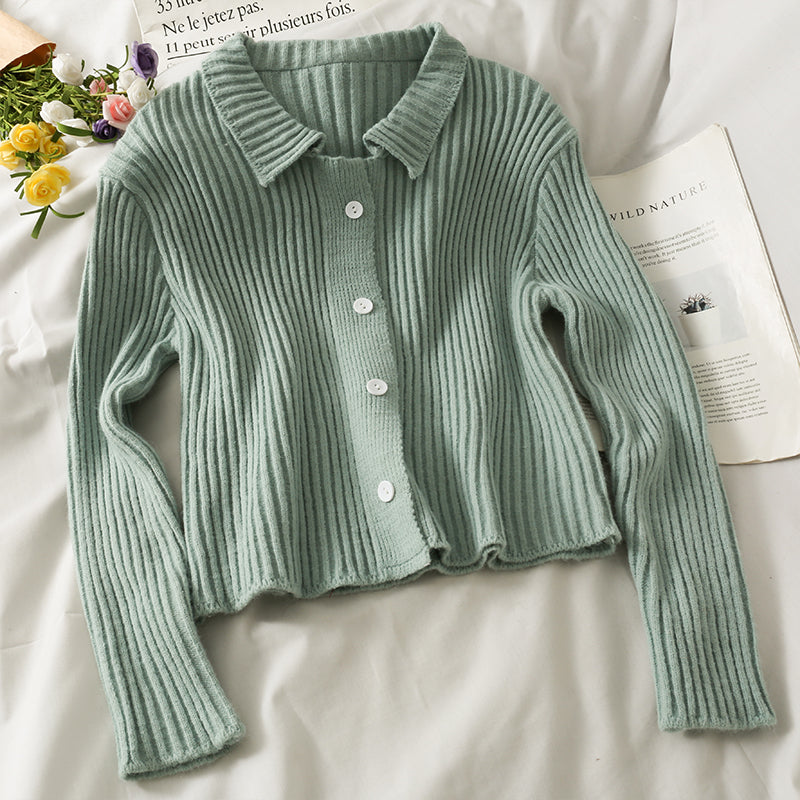 Pull cardigan à simple boutonnage à rayures verticales slim slim pour femme 2028