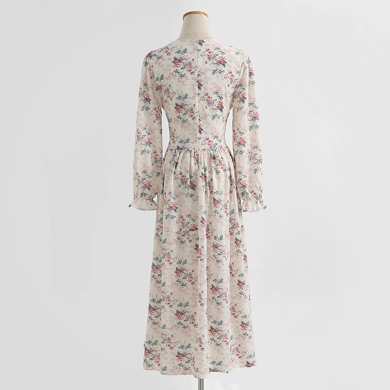 Women's floral dress thin chiffon skirt bandage gentle wind tea break skirt  2179