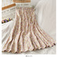 Sweet wind printed high waist slim A-line large swing skirt  2653