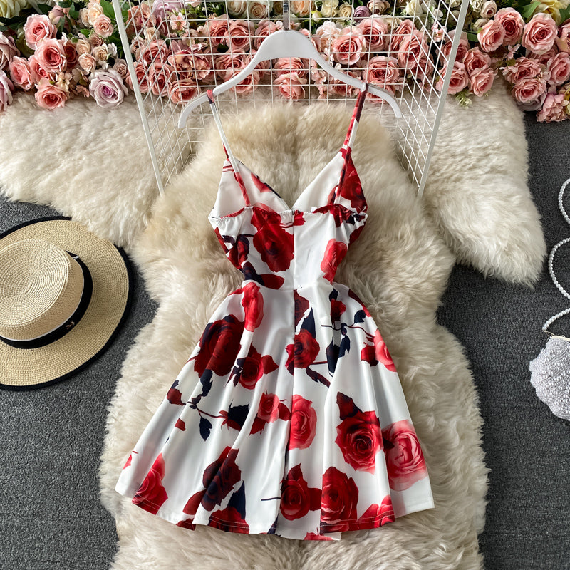 Robe trapèze à imprimé tempérament avec dos slim 2807
