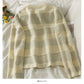 Cardigan à simple boutonnage en soie rayée rétro coréenne pour femme 2072