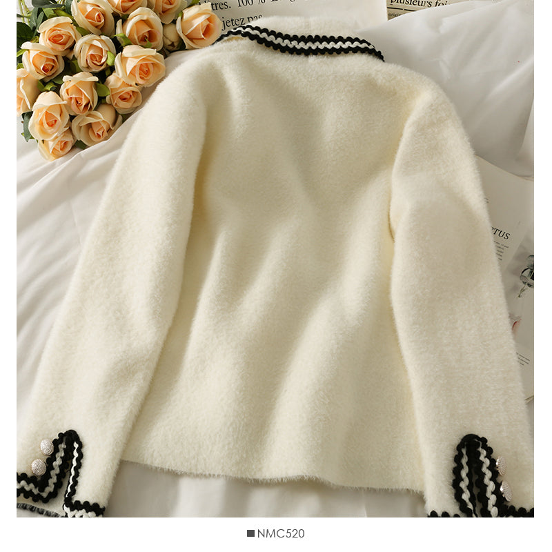 Pull femme rayé ample fin Manteau en peluche 1844
