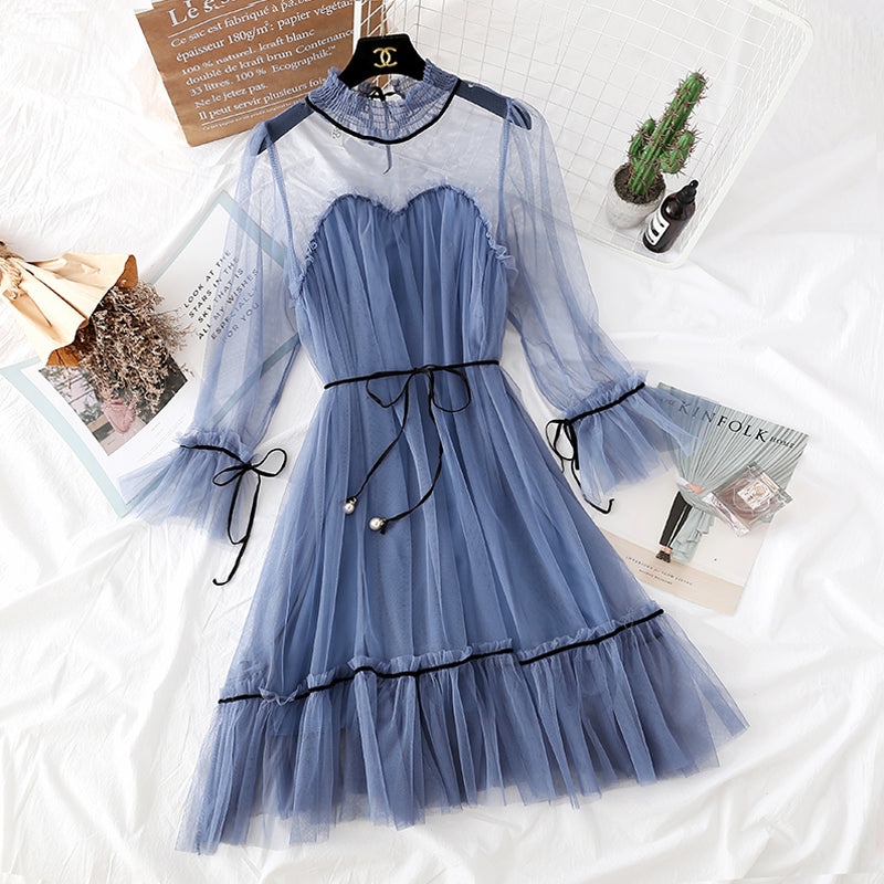 Lace mesh dress girl's heart is thin fairy skirt  2450