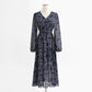 Temperament V-neck dress French waist closing thin chiffon long skirt  2280
