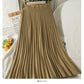 Knitted pleated skirt high waist solid color skirt  2572