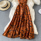 V-neck high waist slim suspender dress  3046