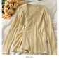 Pull à manches longues et col en V à simple boutonnage irrégulier Han Fan pour femme 2038