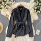 Denim Jacket Women's V-neck double breasted  1512