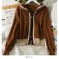 Pull à capuche pour femme, pull ample à rayures et fermeture éclair 2014