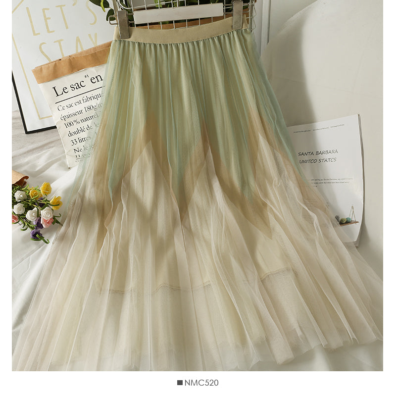 Long gradient slim skirt  2596