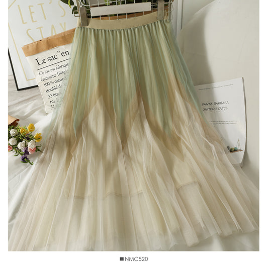 Long gradient slim skirt  2596
