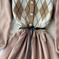Robe en maille piquée en velours côtelé à col rond 3021
