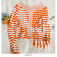 Pull rayé à col à chevrons et boutonnage simple, design minoritaire français 2057
