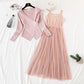 Small fragrance suit skirt mesh dress women's Victorian retro skirt French  2353