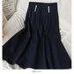 New pleated high waist thin medium length solid skirt  2639