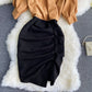 Robe plissée à col en V pour les déplacements quotidiens légers et familiers 3291