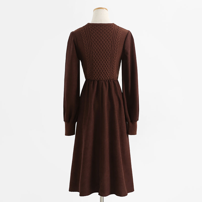 Knitted dress temperament high sense lace up wool dress inner match  2325