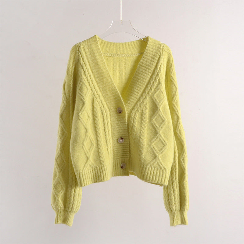 Cardigan court en maille, printemps et automne, nouveau pull chemisier polyvalent 1429