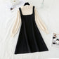 Bottom skirt lotus leaf collar French retro Hepburn tea break small black skirt  2399