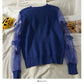 Pull à manches longues en maille cousue en trois dimensions avec motif papillon pour femme 2049