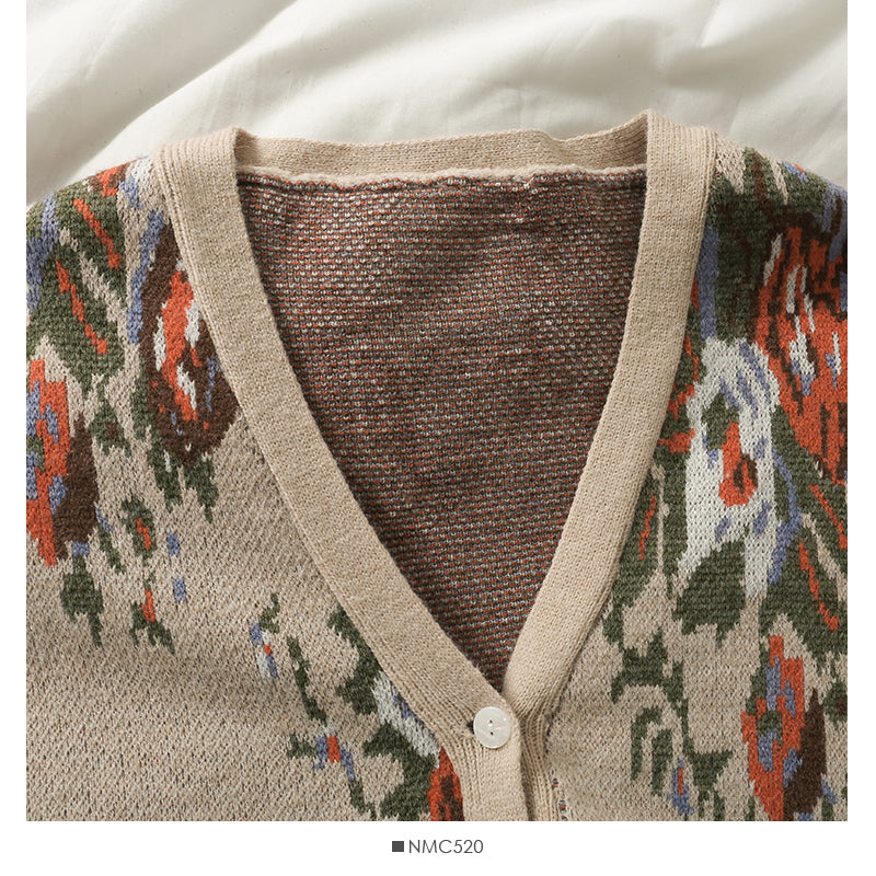 Cardigan à manches longues et col bas imprimé vintage Hong Kong pour femme 1994