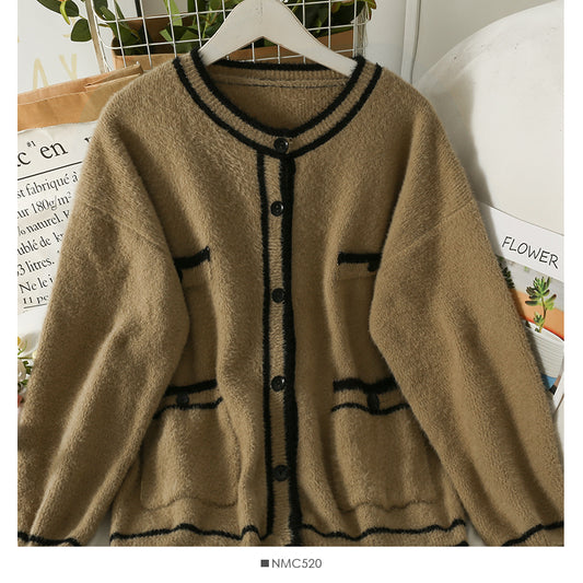 Pull femme à rayures assorties, cardigan ample et fin à manches longues 1932