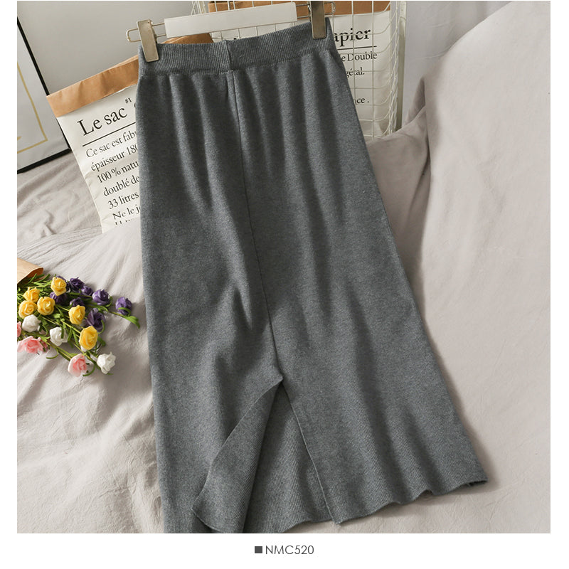 Slim and slim, medium and long split Knit Skirt, foreign style and versatile  2671