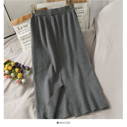 Slim and slim, medium and long split Knit Skirt, foreign style and versatile  2671