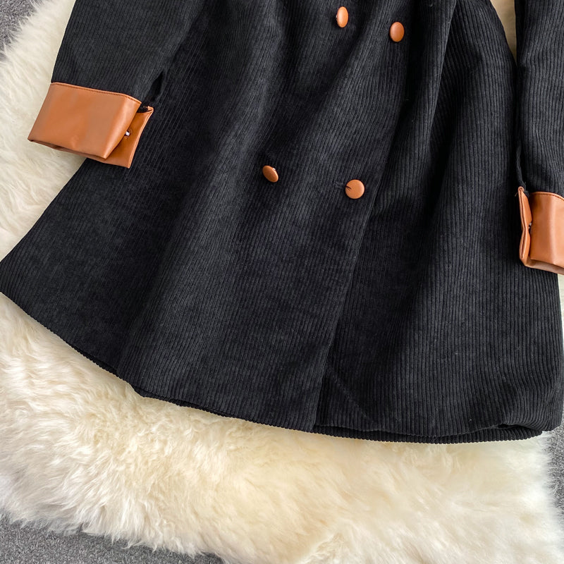 Robe à revers en velours côtelé Hepburn 3115