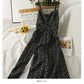 Sweet little fresh broken flower high waist medium length beautiful back suspender skirt  2695