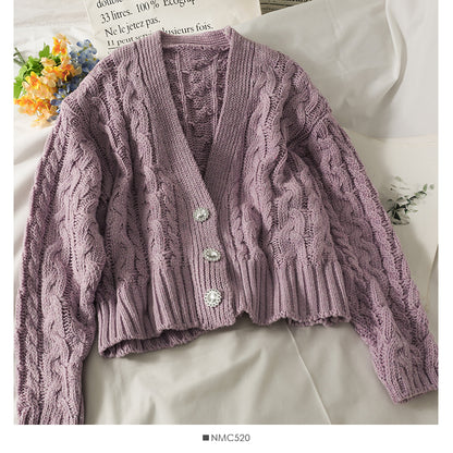 Pull cardigan à manches longues à trois boutons pour femme 1913