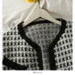 Pull femme automne et hiver à carreaux ample et fin cardigan à manches longues 2075