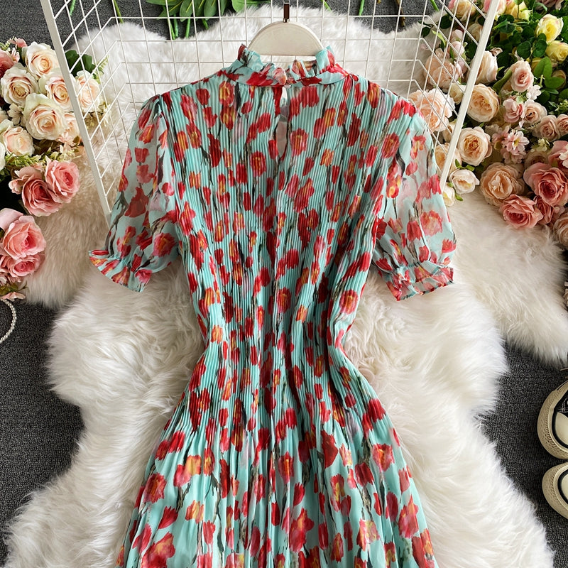 Robe plissée en mousseline fleurie 2881