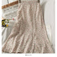 Retro High Waist slim breasted floral medium length skirt  2575