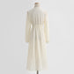 Dress long sleeved fairy lace skirt with thin waist, retro white first love skirt  2337