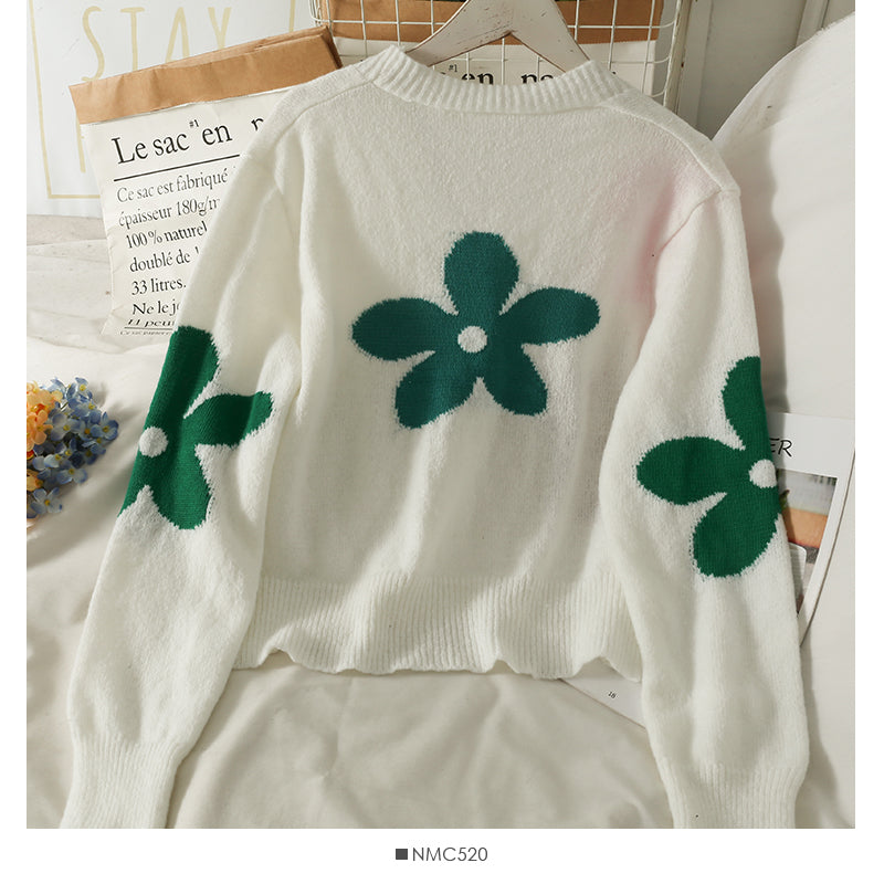 Pull slim à col bas et simple boutonnage imprimé pour femme, nouveau pull cardigan polyvalent à manches longues 2082