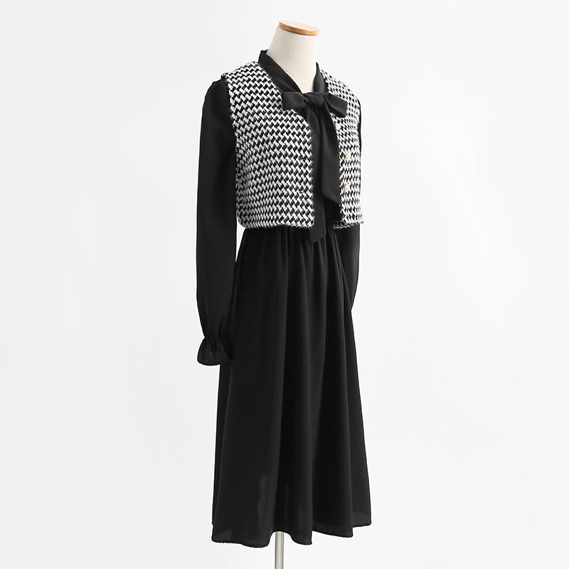New thousand bird check black dress vest skirt foreign style age reduction fashion  2270