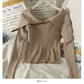 T-shirt à manches courtes et longues, design de minorité française, une ligne d'épaule avec clavicule exposée, 2083