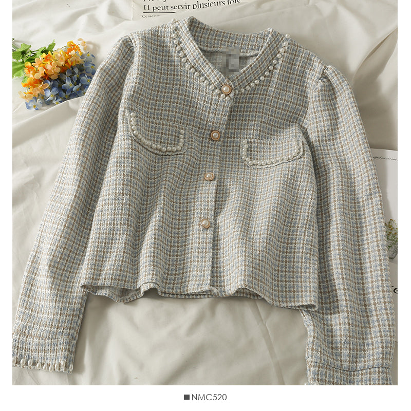 Small short tweed single breasted cardigan small coat  2092
