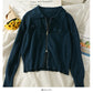 Cardigan zippé à revers et manches longues à rayures verticales 1830