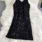 Robe sexy à bretelles fines et à sequins 2849