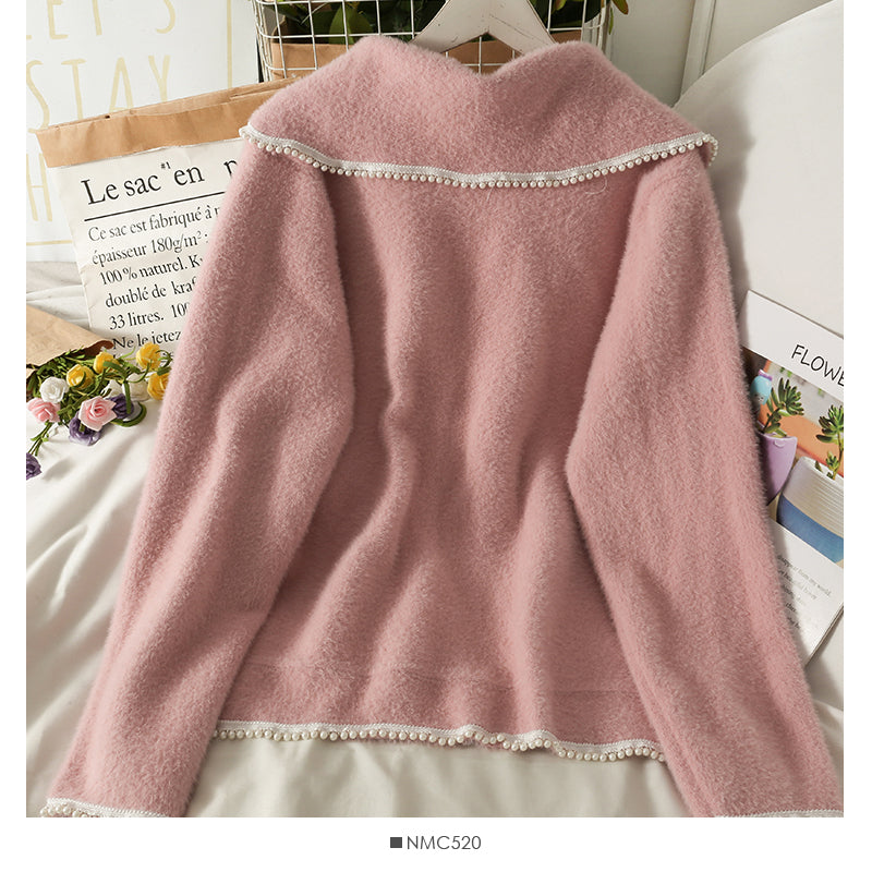 Manteau ample femme automne hiver col costume pull à manches longues 2052