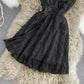 Sleeveless sexy V-neck waist slim A-line skirt  3149