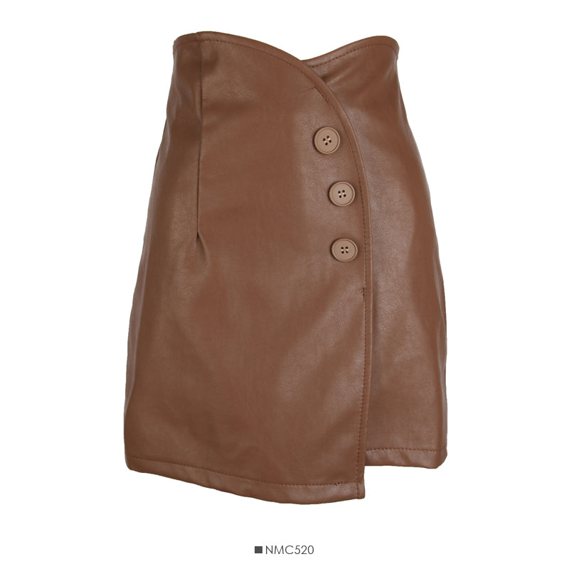 Irregular three button high waist short skirt female  2615